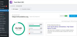 On page seo optimization success for hdsportsfoundation. Org 1