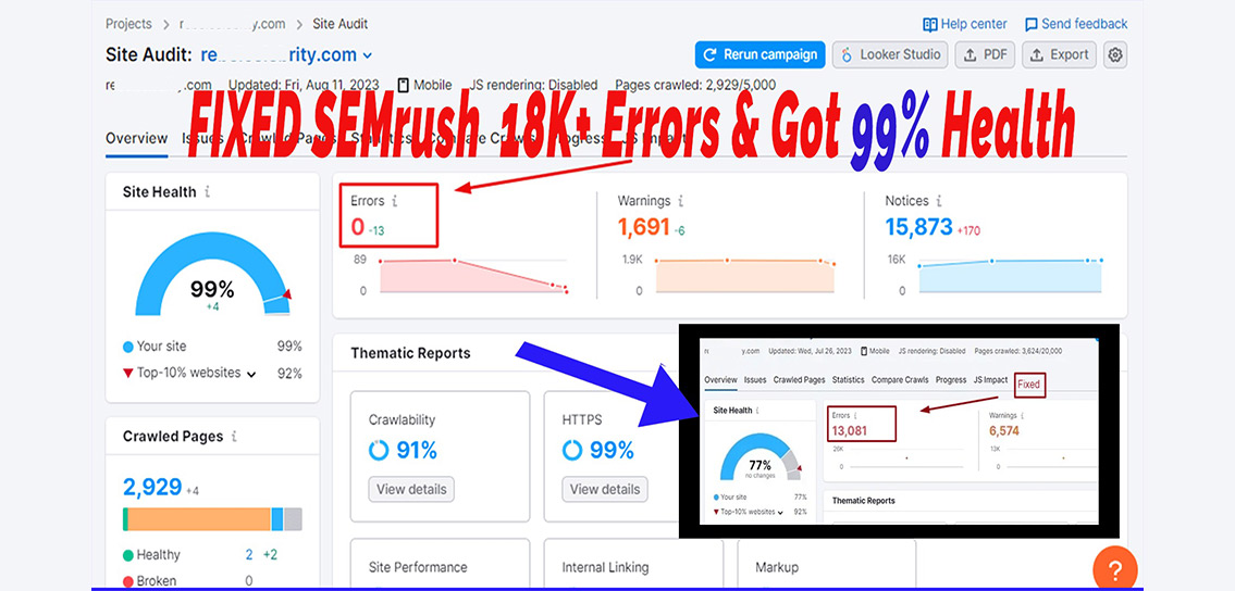 Home 6 Fixed semrush 18k+ errors