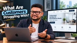 Customer problems guiding a professional service website redesign