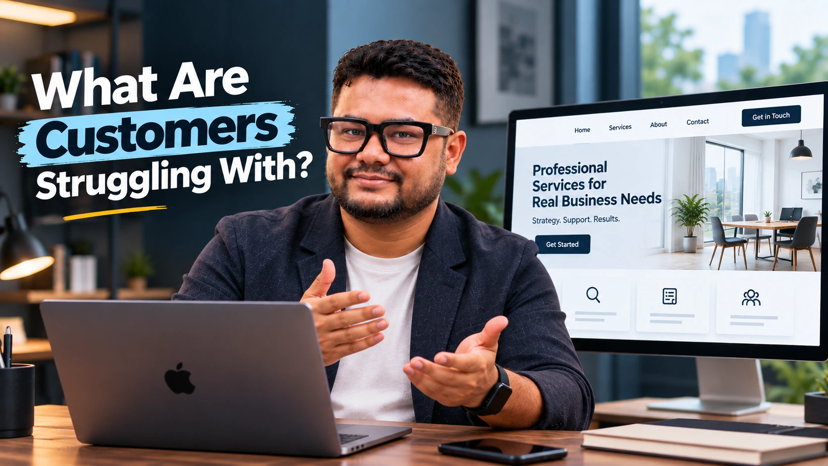 Customer problems guiding a professional service website redesign