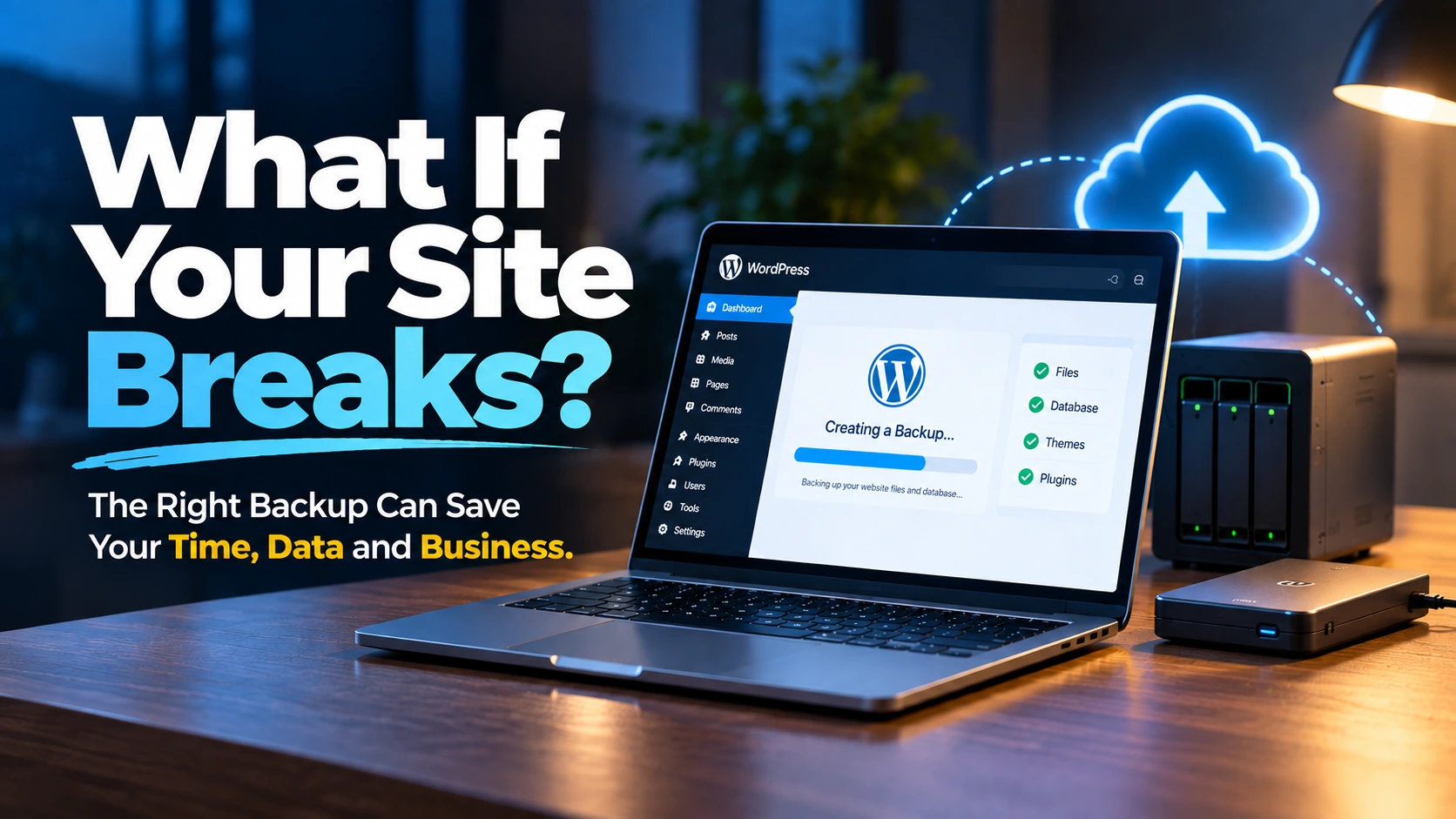 WordPress business website protected by a backup and recovery system