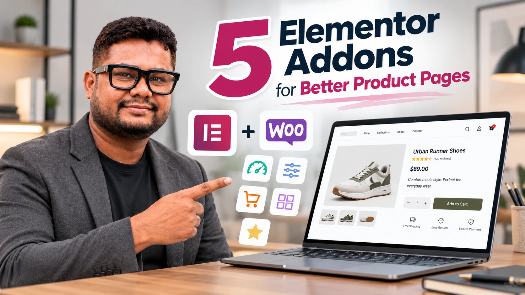 Elementor addons for improving a WooCommerce product page