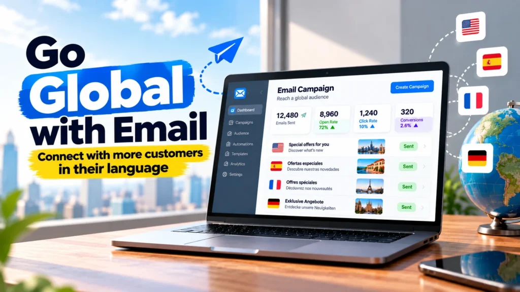 Multilingual email campaign showing localized versions for different language audiences