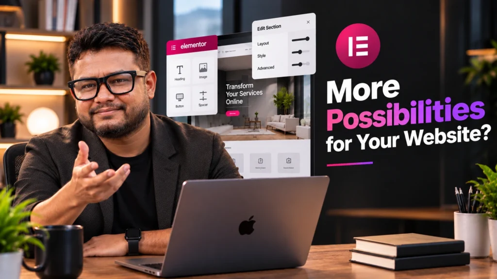 Web professional planning an Elementor Pro service business website