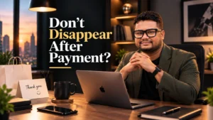 Small business owner reviewing a customer relationship journey after payment