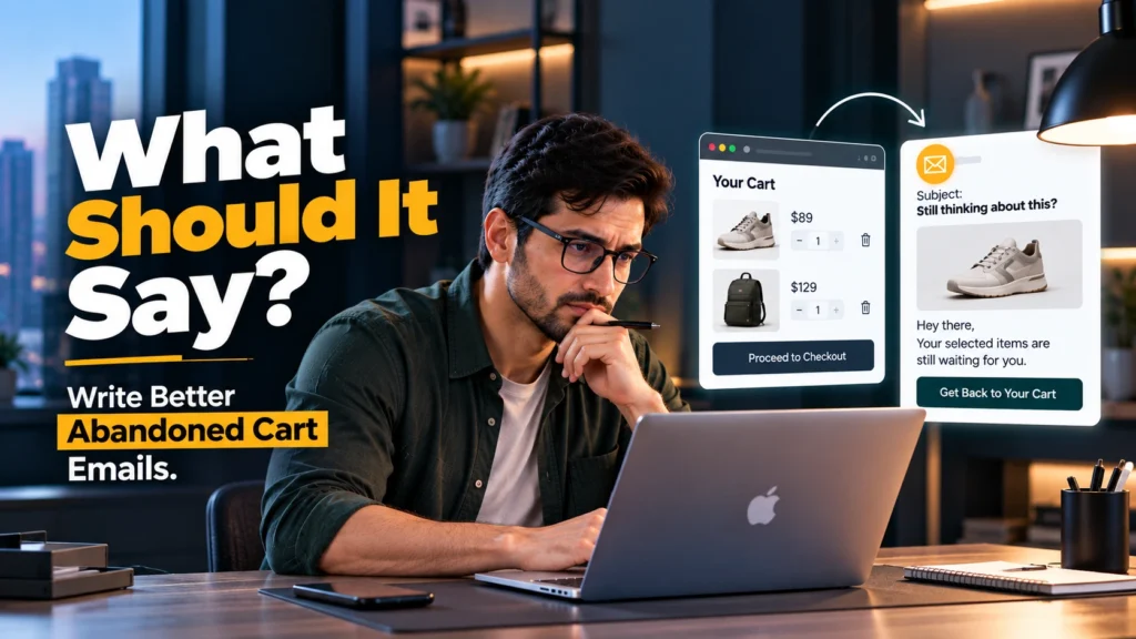 Ecommerce shopping cart connected to an abandoned cart recovery email