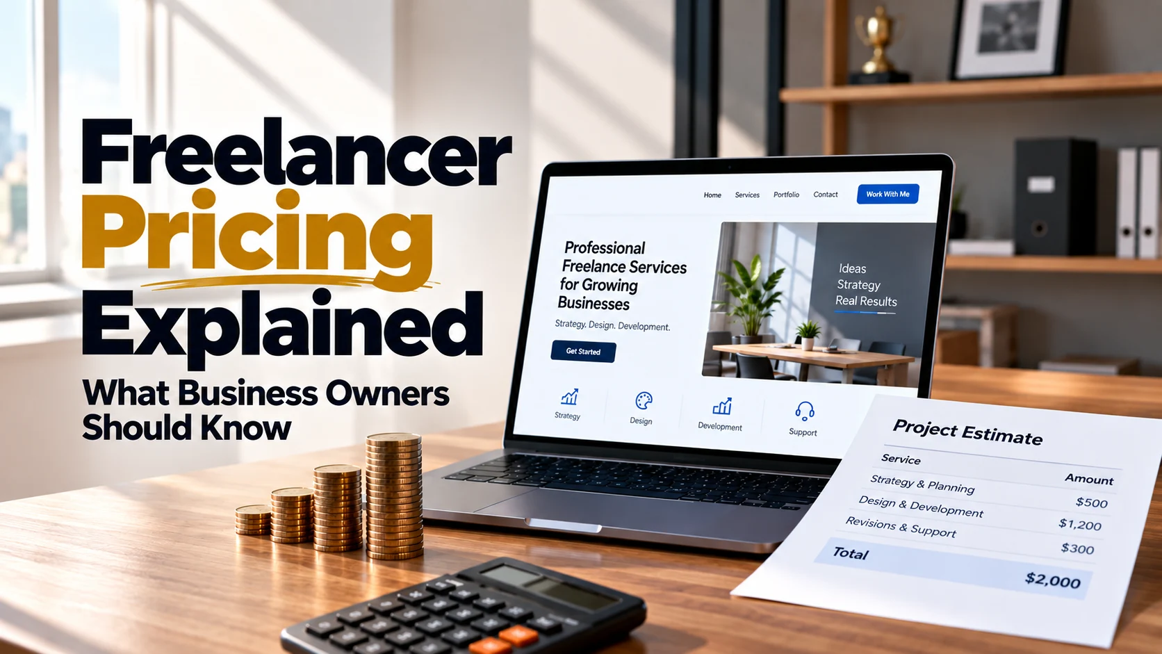 Business owner comparing freelancer pricing and project scope