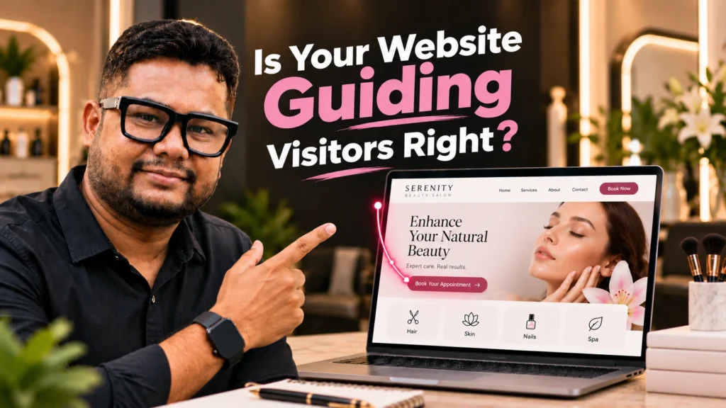 Beauty salon website using visual hierarchy for services and booking