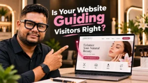Beauty salon website using visual hierarchy for services and booking