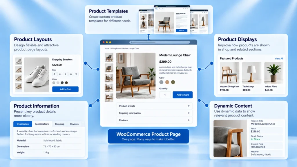 Five Elementor addon roles for WooCommerce product pages