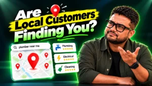 Local SEO concept connecting a service business website with local search and customers