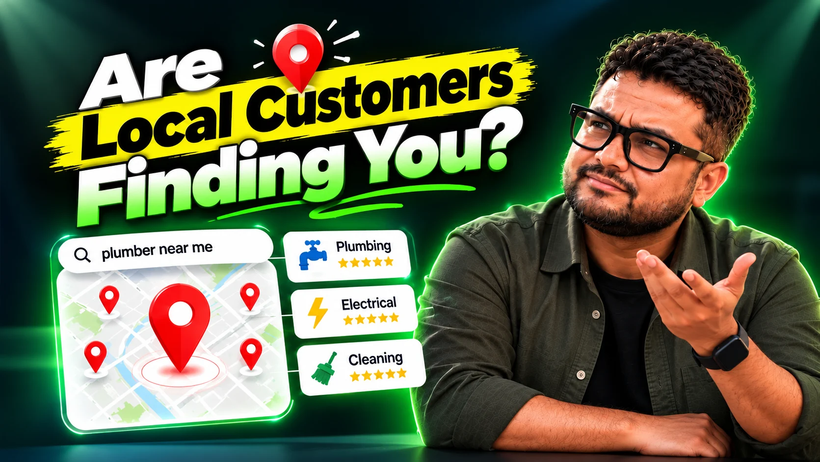 Local seo concept connecting a service business website with local search and customers